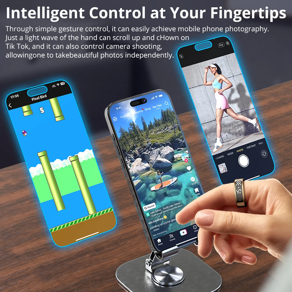 Smart Ring with Display Screen and Touch, Wireless Charging, Health Manager, 5 ATM Waterproof For Men Women Smart Ring with Display Screen and Touch, Wireless Charging, Health Manager, 5 ATM Waterproof For Men Women