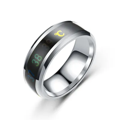 Smart Stainless Steel Multifunctional Ring For Couples Mood Changes Color From Waterproof Body Temperature Measuring