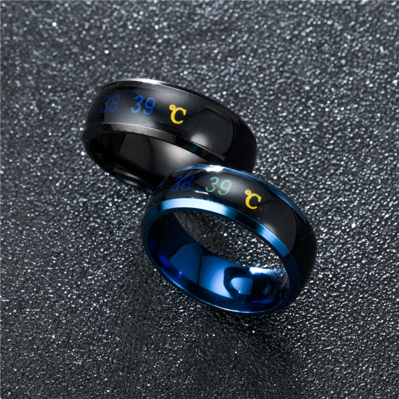 Smart Stainless Steel Multifunctional Ring For Couples Mood Changes Color From Waterproof Body Temperature Measuring