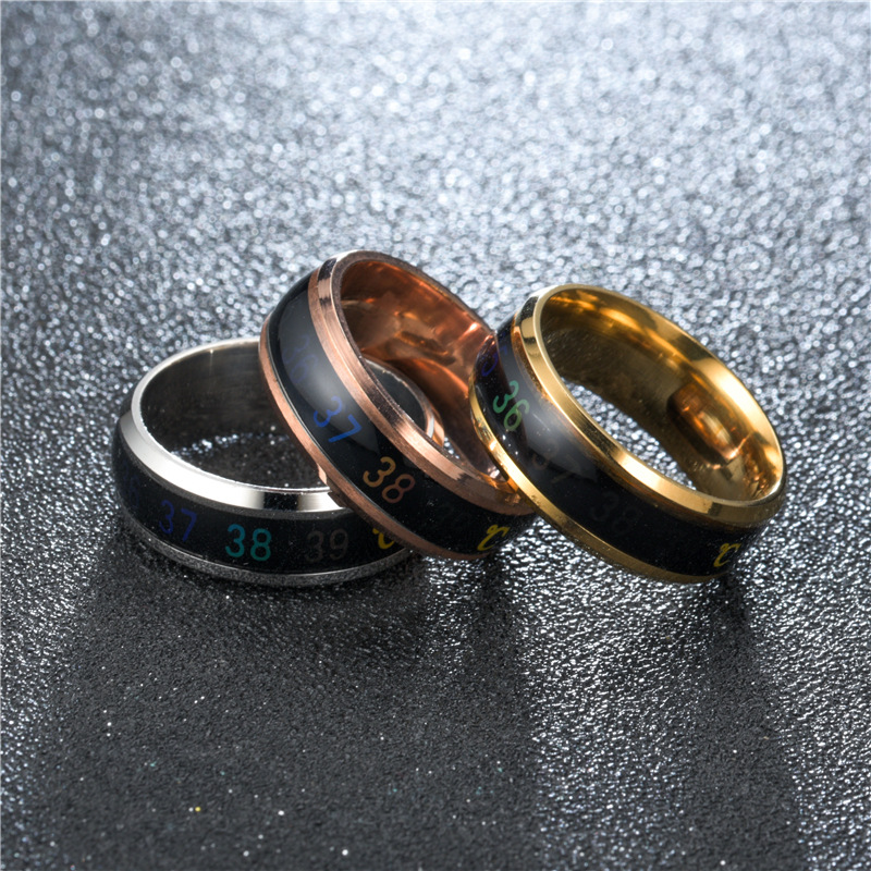 Smart Stainless Steel Multifunctional Ring For Couples Mood Changes Color From Waterproof Body Temperature Measuring