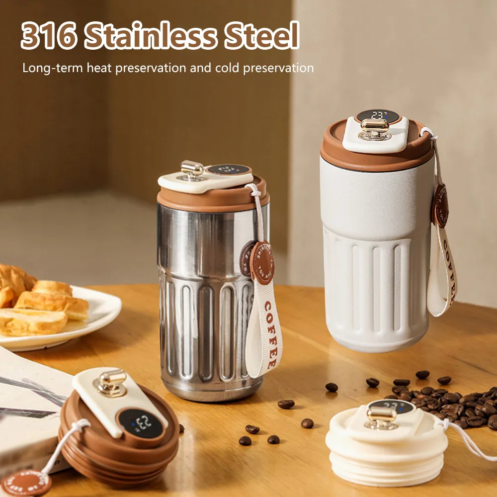 Smart Thermos Bottle LED Temperature Display Coffee Cup 316 Stainless Steel Tumbler Mug Portable Vacuum Flasks Thermoses Smart Thermos Bottle LED Temperature Display Coffee Cup 316 Stainless Steel Tumbler Mug Portable Vacuum Flasks Thermoses