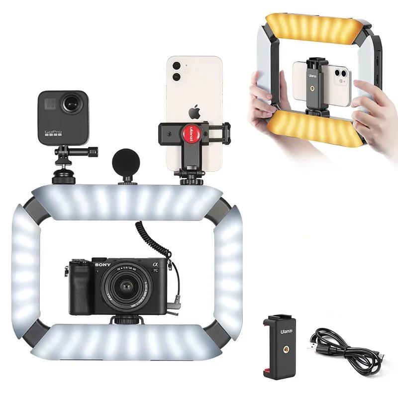 Smartphone Video Rig LED Video Light 2 in 1 Ring Light Cold Shoe for Microphone Tiktok Youtube Live Rig Light Smartphone Video Rig LED Video Light 2 in 1 Ring Light Cold Shoe for Microphone Tiktok Youtube Live Rig Light