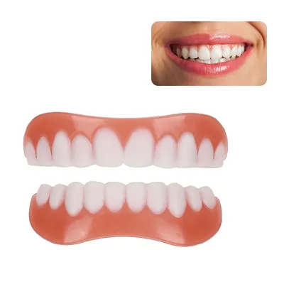 Smile Teeth Fake Braces Lower and Upper Fake Teeth Veneer Silica Gel False Teeth Removable Denture Oral Care Dentistry Smile Teeth Fake Braces Lower and Upper Fake Teeth Veneer Silica Gel False Teeth Removable Denture Oral Care Dentistry
