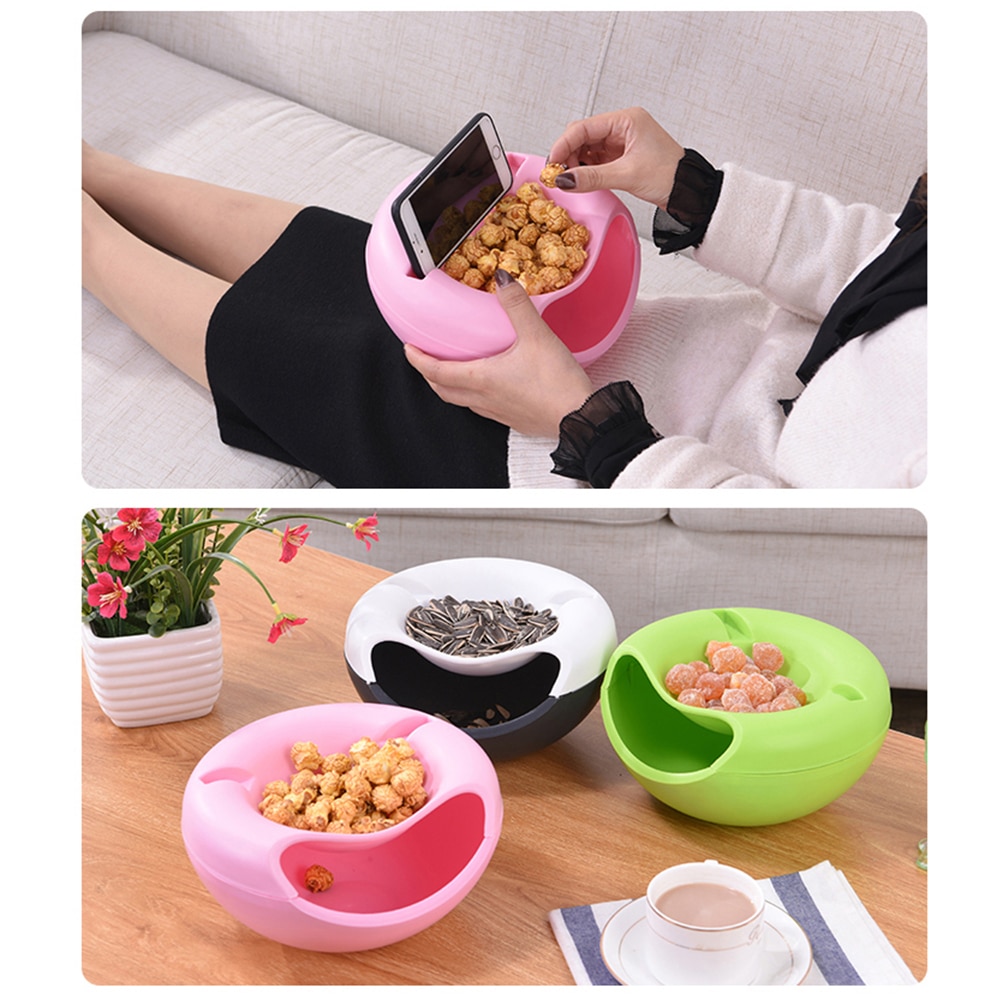 Snack Bowls with Convenient Cellphone Stand Snack Bowls with Convenient Cellphone Stand