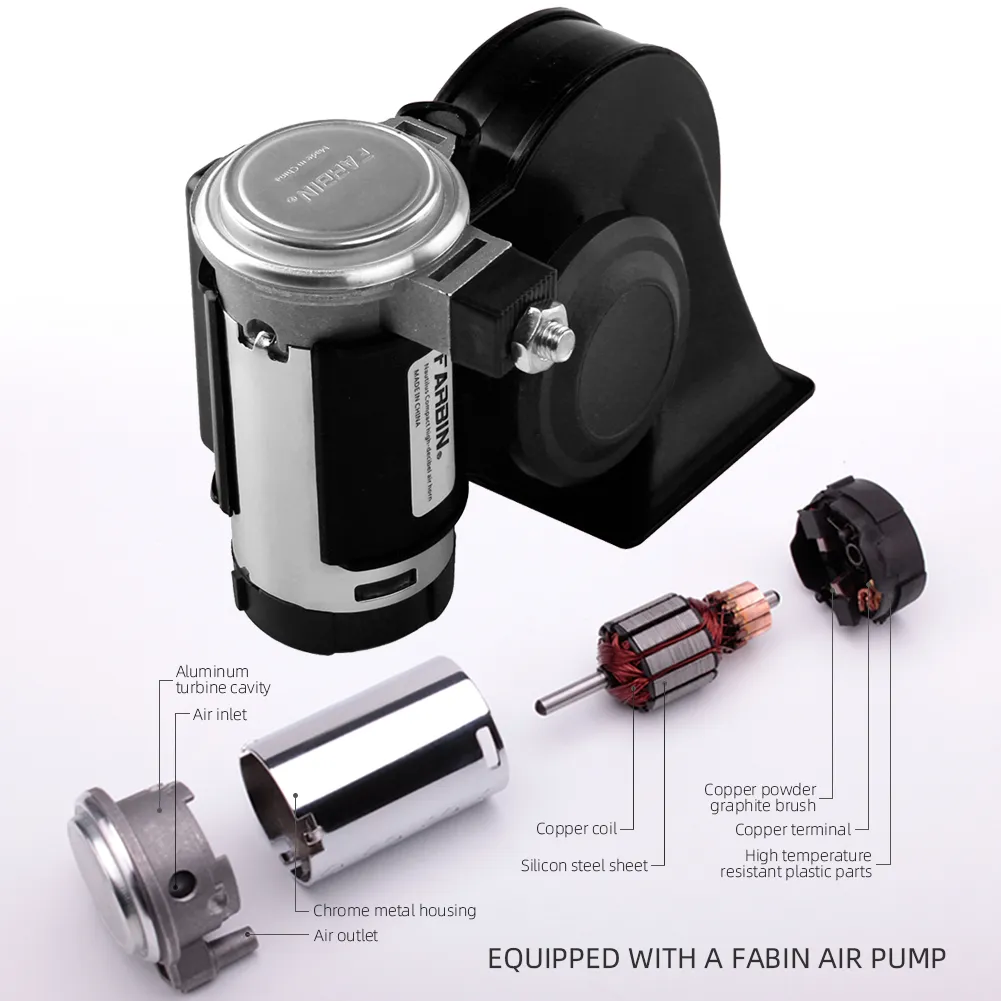 Snail Air Horn With Compressor Relay Harness 12V 150db Super Loud Dual Tone Car Horn For Truck Motorcycle Car Accessory
