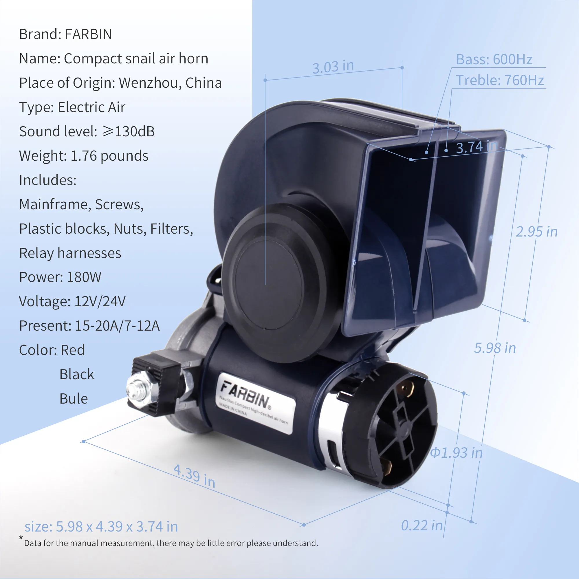 Snail Air Horn With Compressor Relay Harness 12V 150db Super Loud Dual Tone Car Horn For Truck Motorcycle Car Accessory
