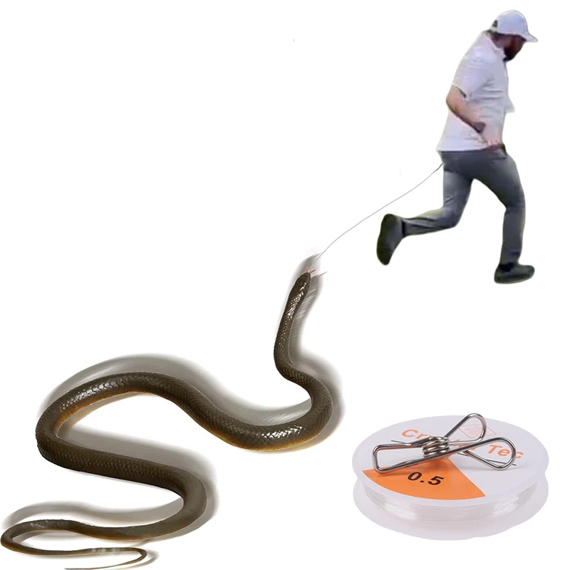 Snake Prank with String Clip – Snake On A String Prank That Chase People Toy Funny Spoof Gift Outdoor
