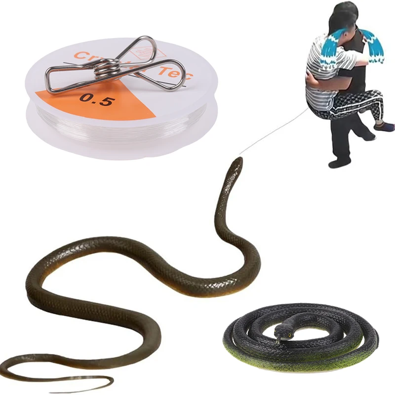 Snake Prank with String Clip – Snake On A String Prank That Chase People Toy Funny Spoof Gift Outdoor