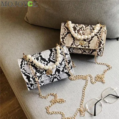 Snake Print Bag Leather Handbag