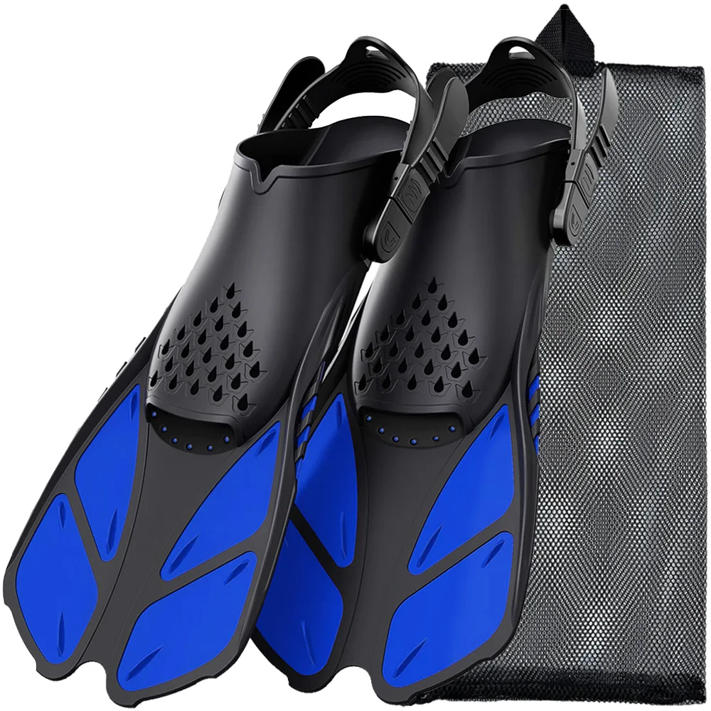 Snorkel Fins Adjustable Buckles Swimming Flippers Short Silicone Scuba Diving Shoes Open Heel Travel Size Adult Men Snorkel Fins Adjustable Buckles Swimming Flippers Short Silicone Scuba Diving Shoes Open Heel Travel Size Adult Men