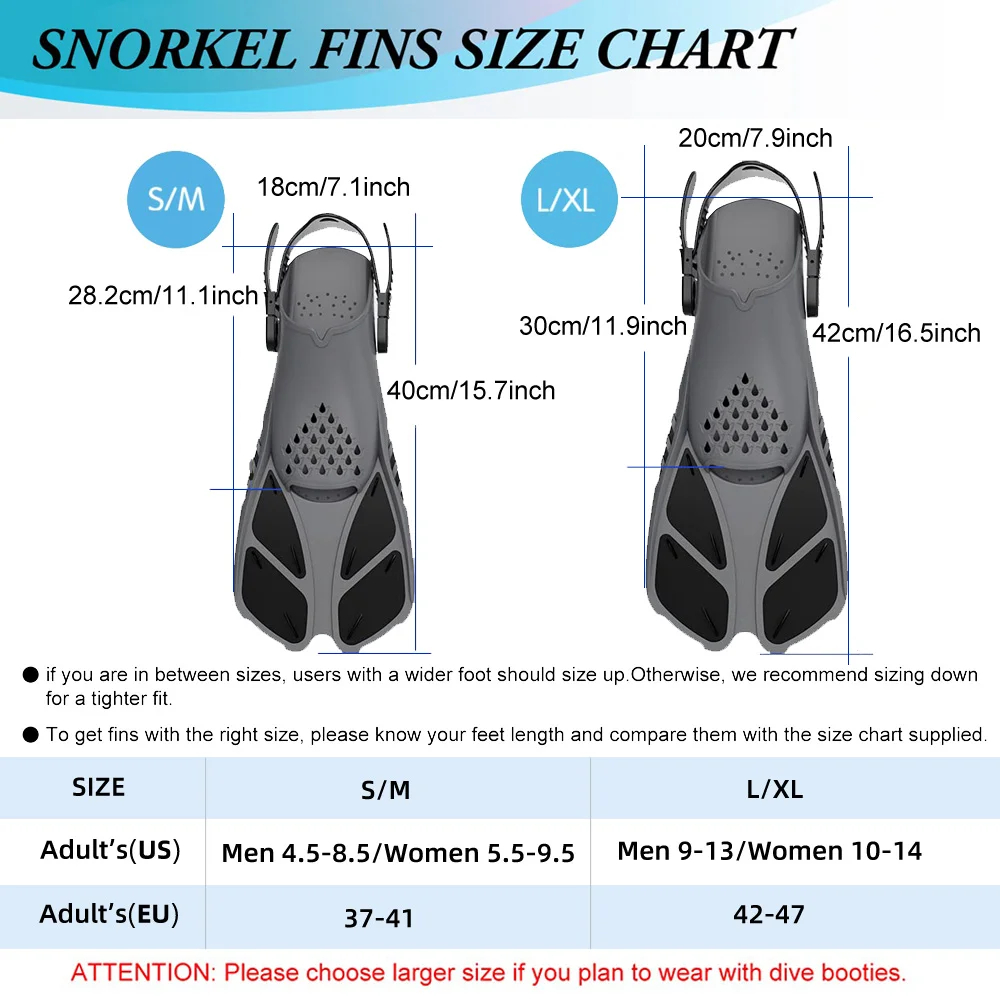 Snorkel Fins Adjustable Buckles Swimming Flippers Short Silicone Scuba Diving Shoes Open Heel Travel Size Adult Men Snorkel Fins Adjustable Buckles Swimming Flippers Short Silicone Scuba Diving Shoes Open Heel Travel Size Adult Men