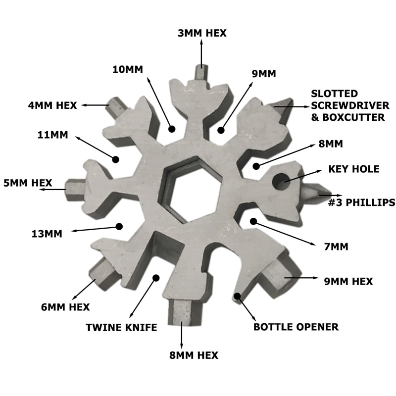 Snowflake Multi Tool 18 in 1 Keychain