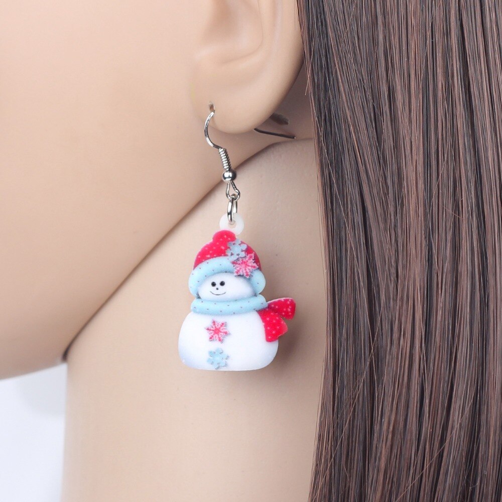 Snowman Earrings Ladies Christmas Accessory