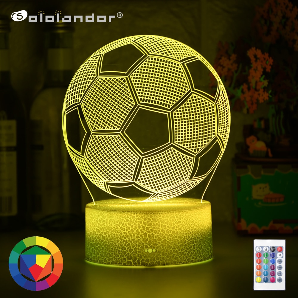 Soccer Ball Light 3D Illusion Kids Table Lamp