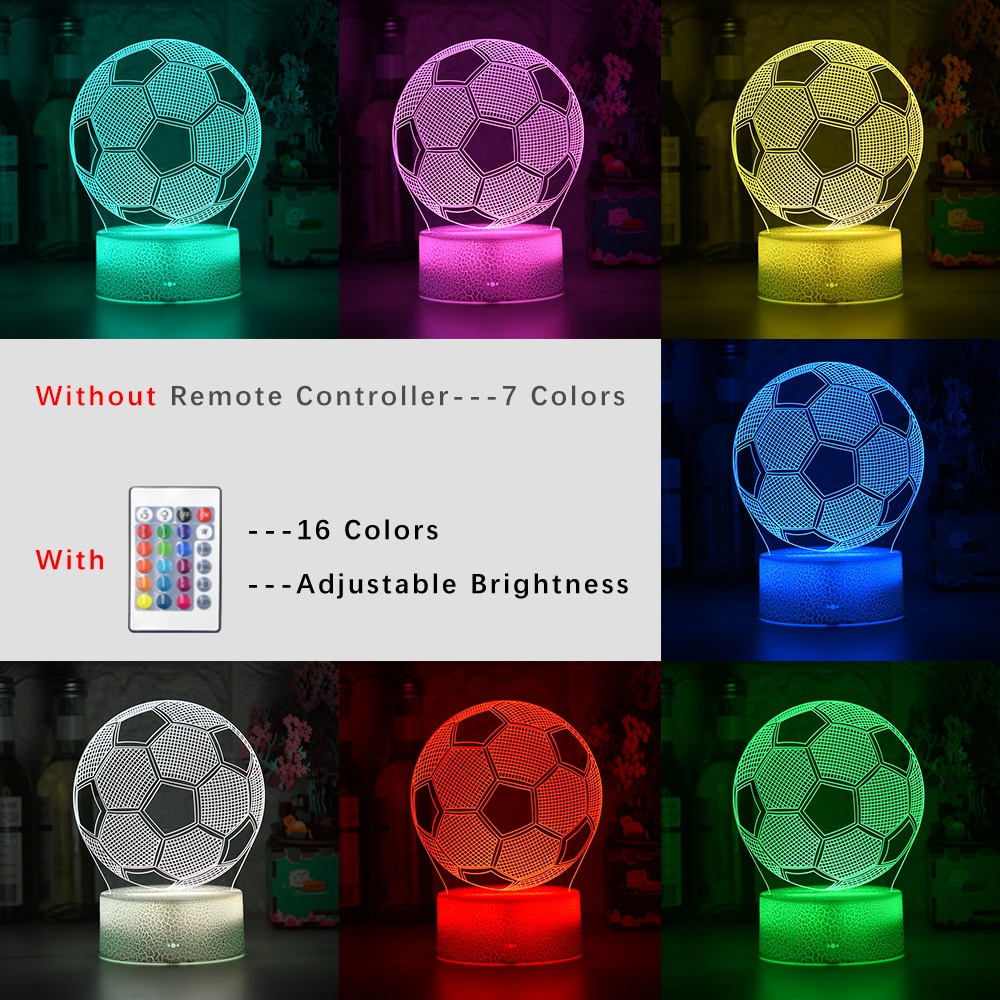 Soccer Ball Light 3D Illusion Kids Table Lamp