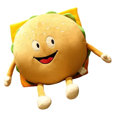 Soft Cotton Burger Plush Pillow
