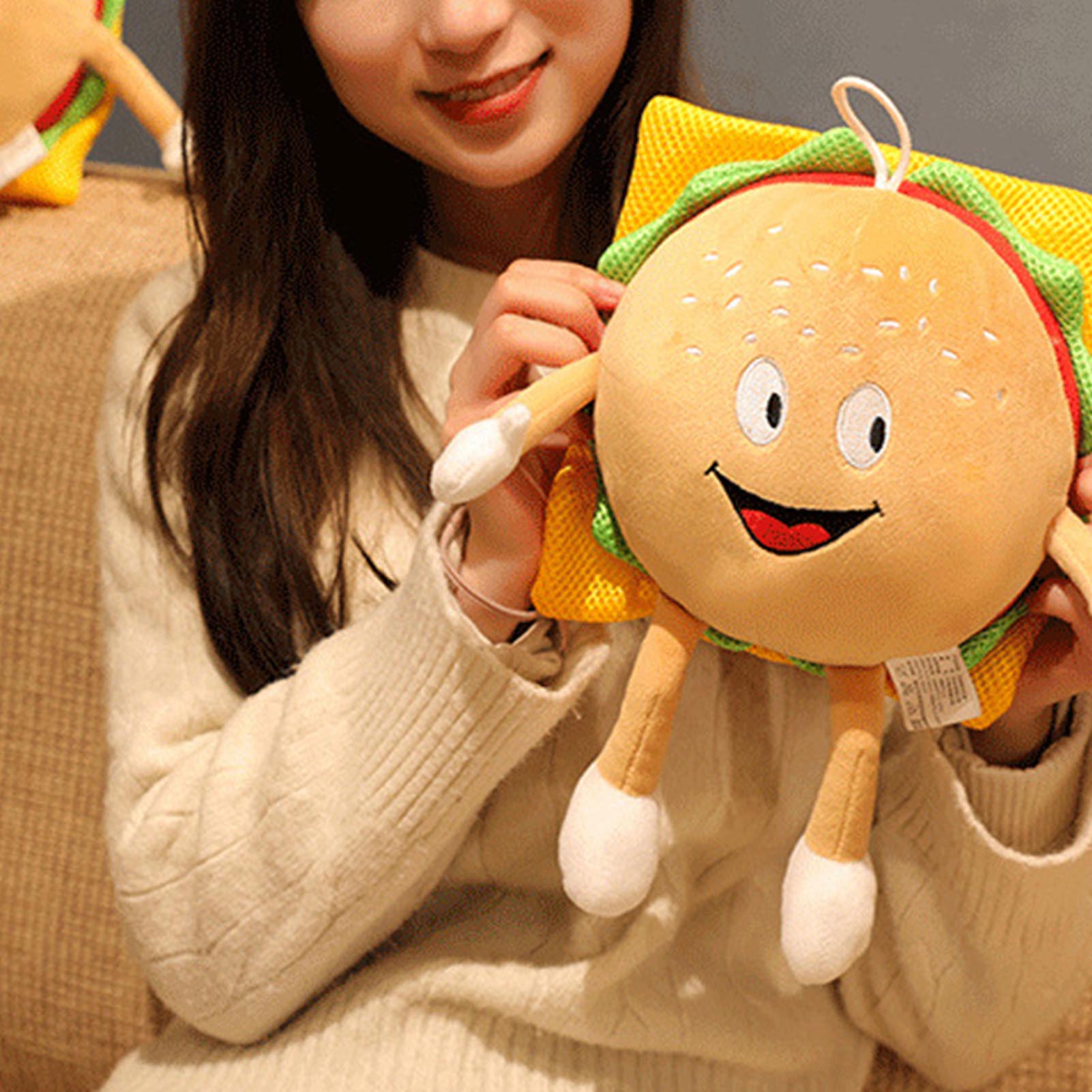 Soft Cotton Burger Plush Pillow