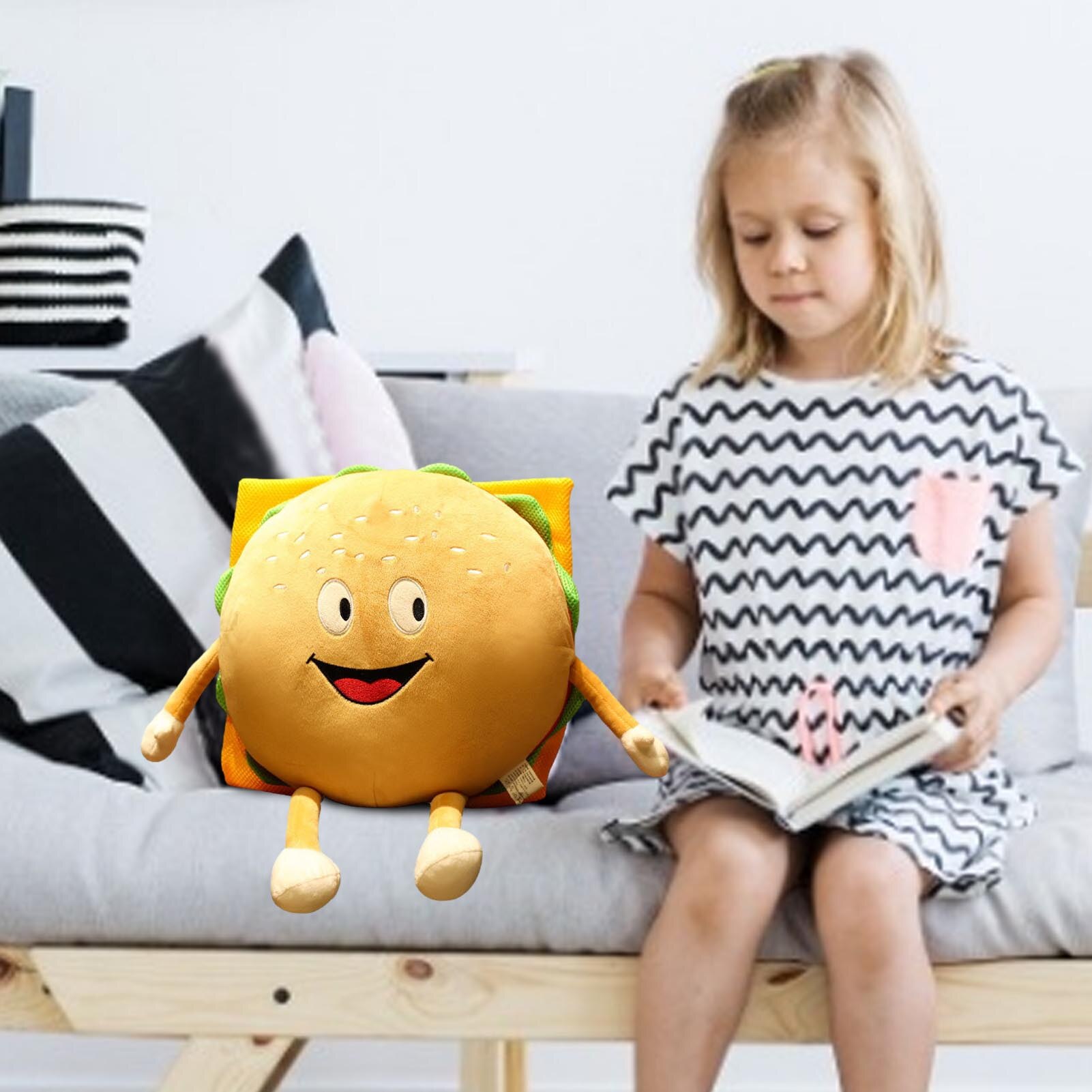 Soft Cotton Burger Plush Pillow
