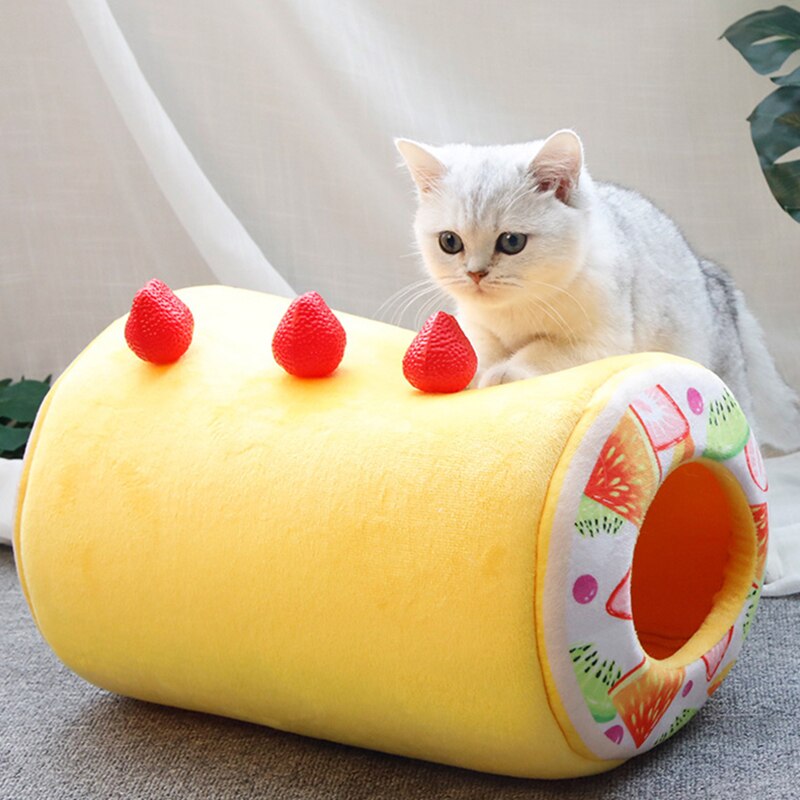Soft Fleece Fruit Tart Cat Bed