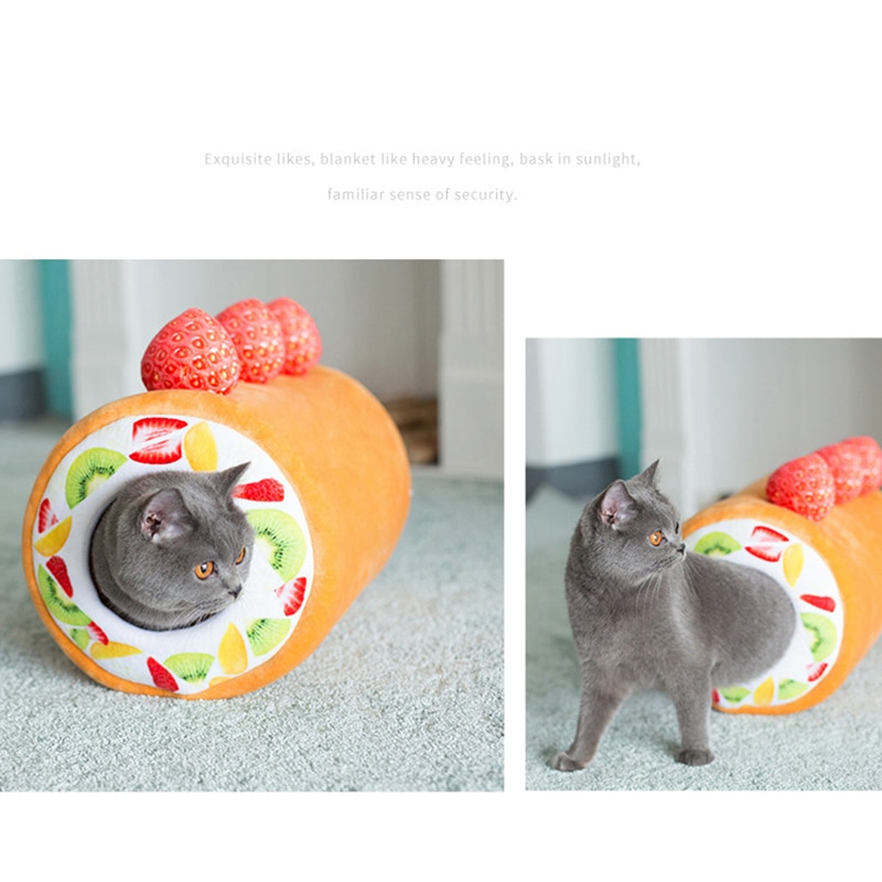 Soft Fleece Fruit Tart Cat Bed