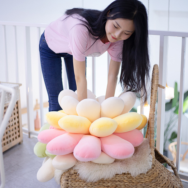 Soft Plush Colorful Flower Pillow