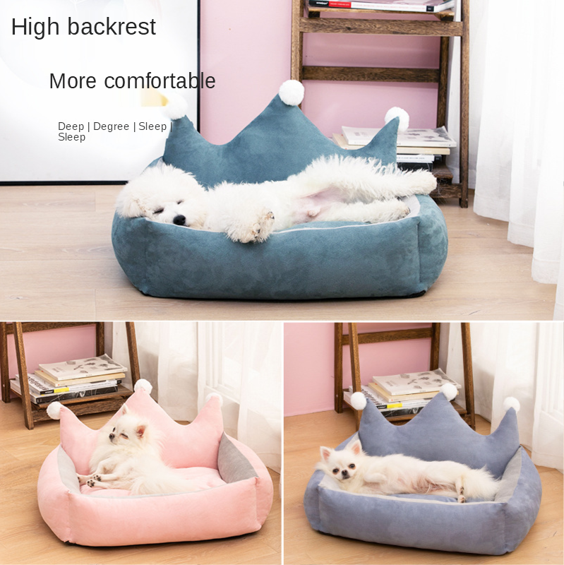 Soft Plush Crown Cat Bed