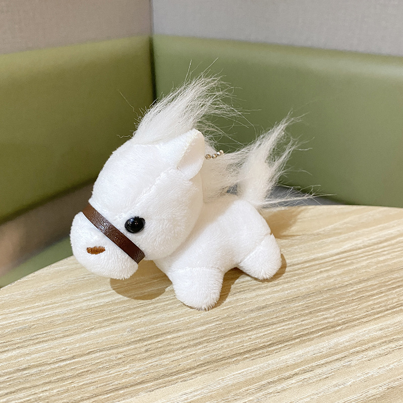 Soft Plush Horse Keychain Accessory