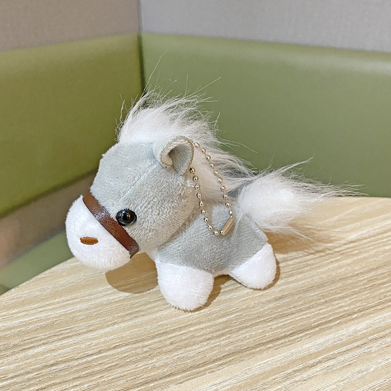 Soft Plush Horse Keychain Accessory
