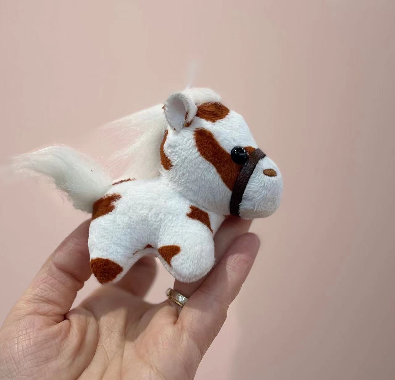 Soft Plush Horse Keychain Accessory