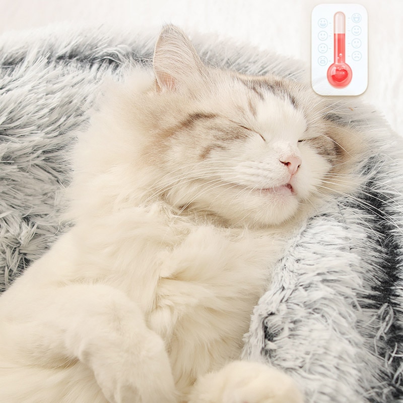 Soft Plush Round Fur Cat Bed