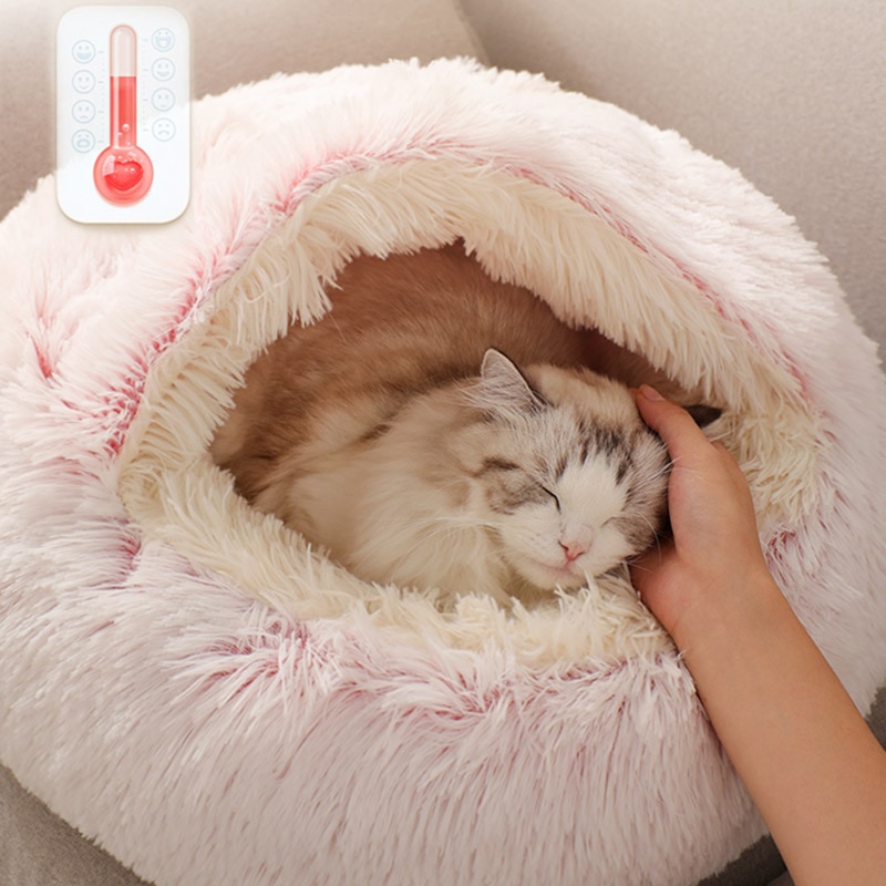 Soft Plush Round Fur Cat Bed