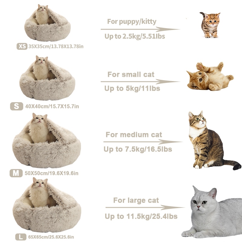 Soft Plush Round Fur Cat Bed