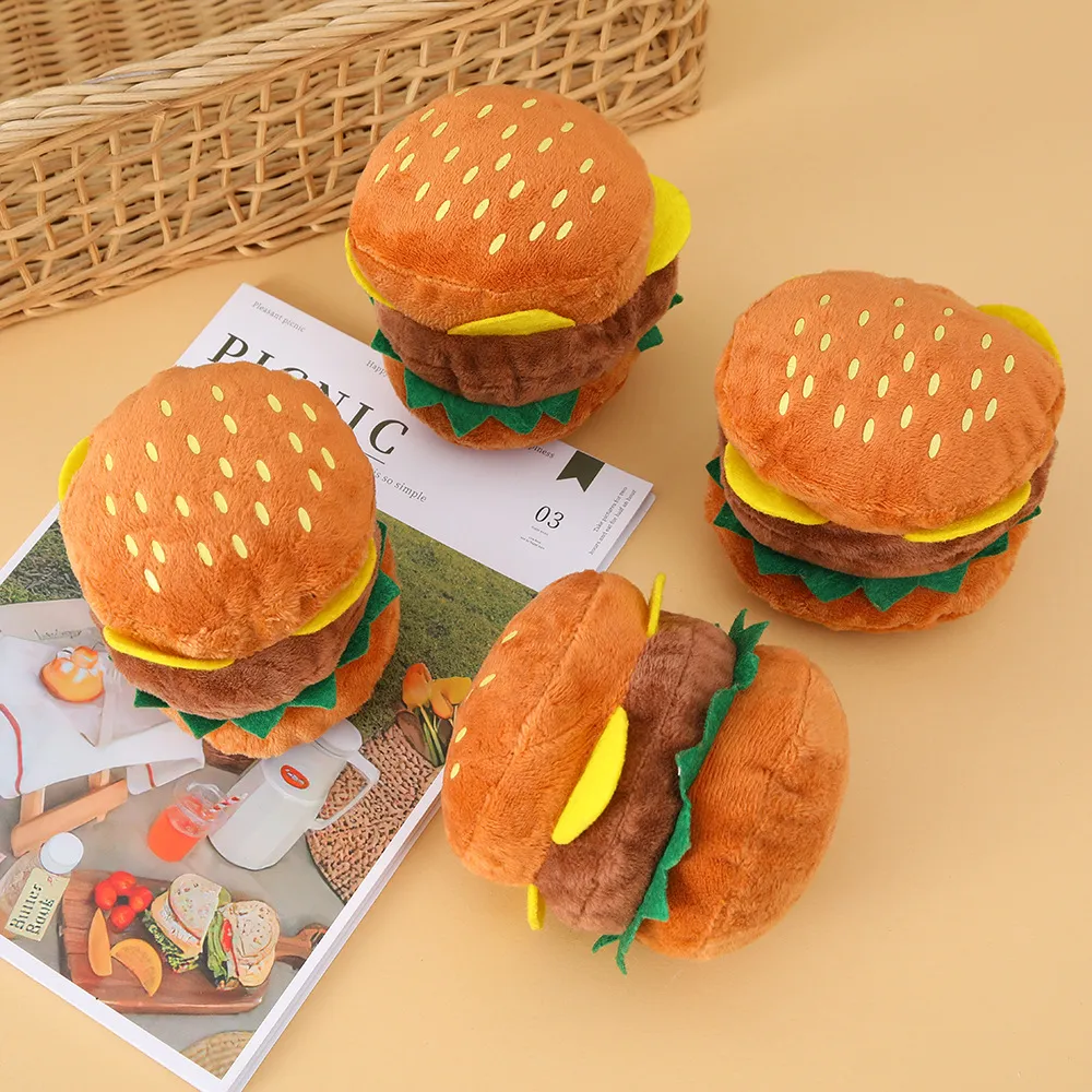 Soft Plush Squeaky Hamburger Dog Toy