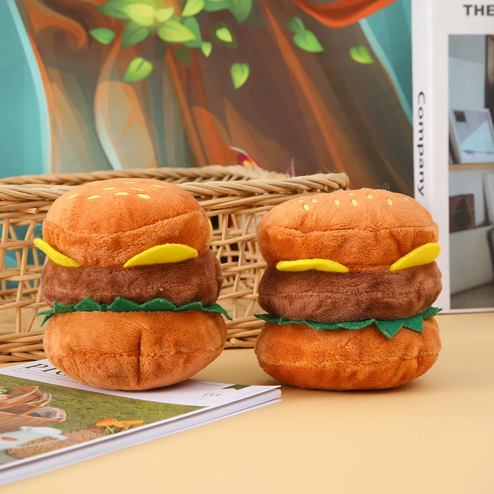 Soft Plush Squeaky Hamburger Dog Toy