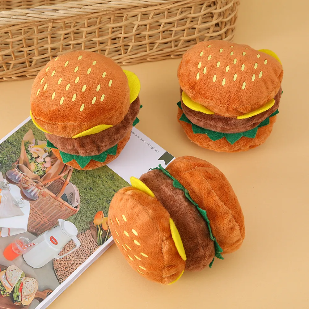 Soft Plush Squeaky Hamburger Dog Toy