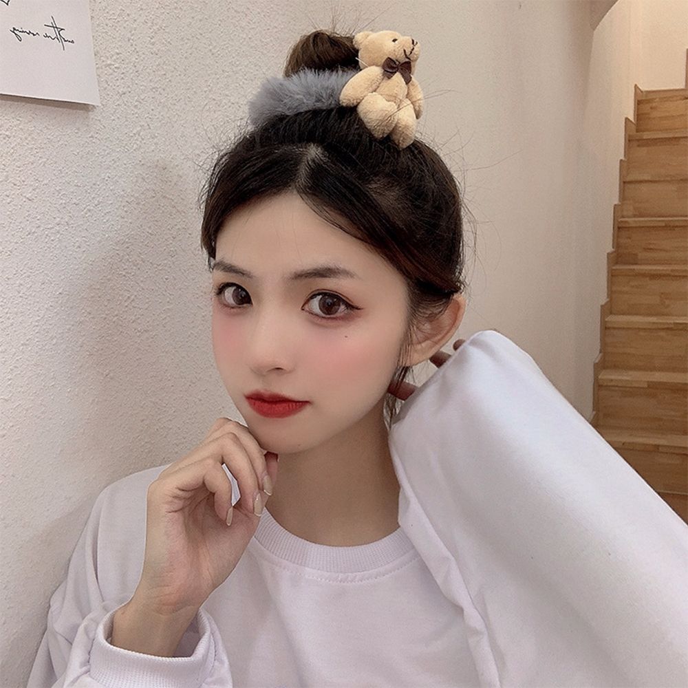 Soft Plush Teddy Bear Scrunchie