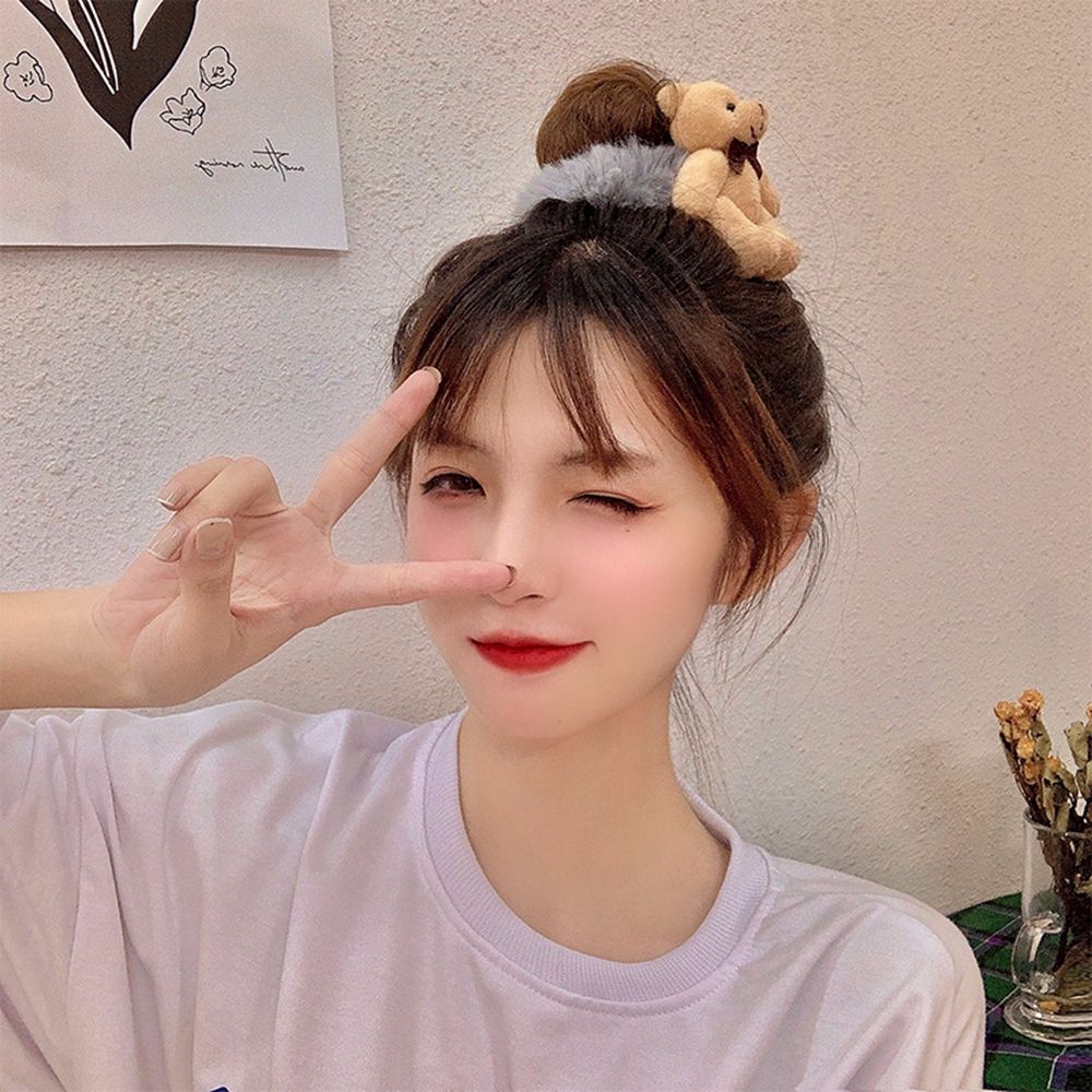 Soft Plush Teddy Bear Scrunchie