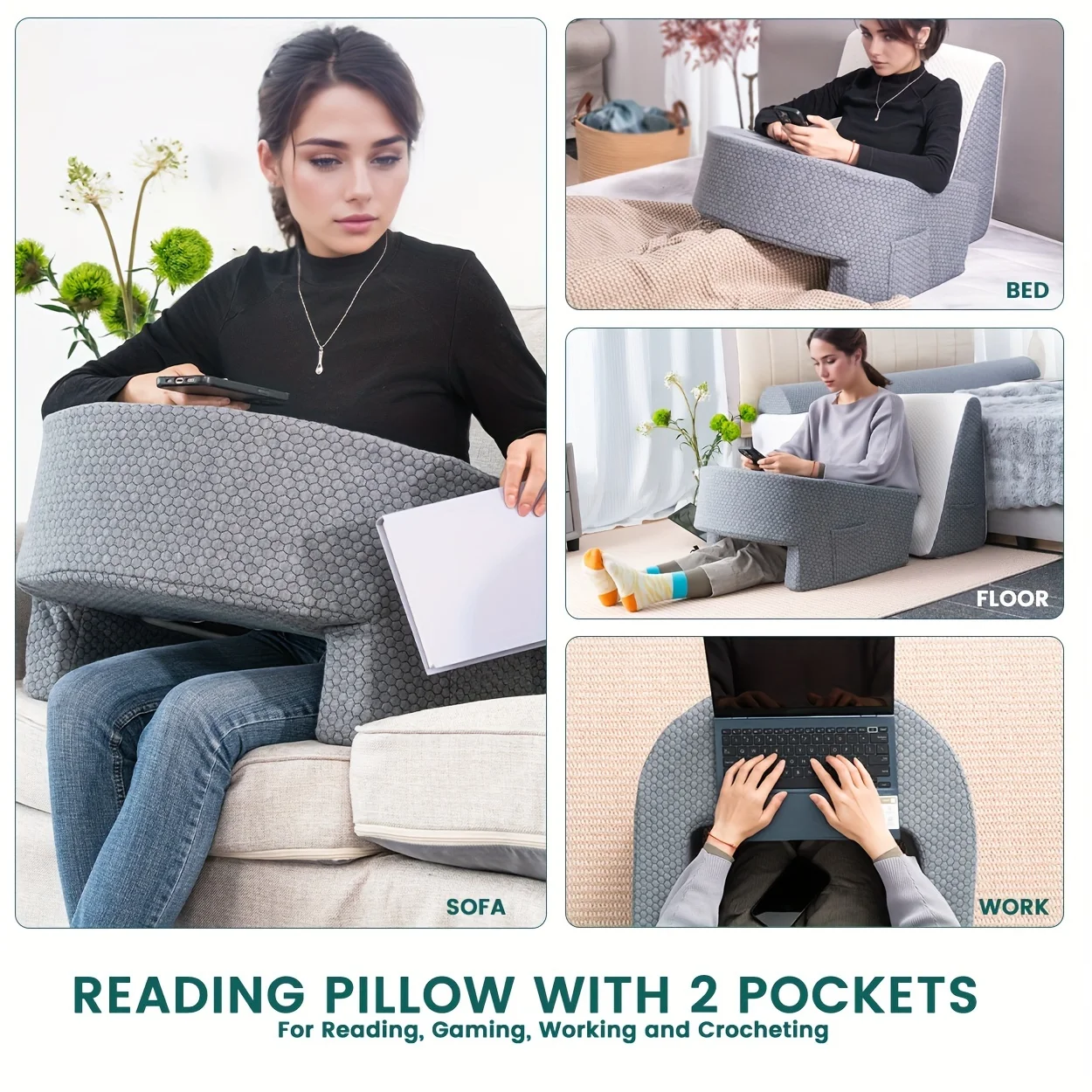 Soft Reading Pillow, Arm Rest Lap Desk Pillow for Gaming,Working, Sitting in Floor Sofa,with Removable and Washable Soft Reading Pillow, Arm Rest Lap Desk Pillow for Gaming,Working, Sitting in Floor Sofa,with Removable and Washable