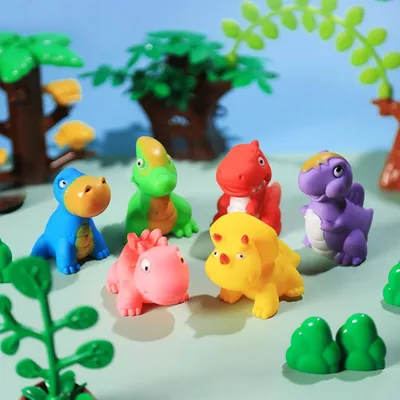 Soft Rubber Dino Bath Toys (6 pcs) Soft Rubber Dino Bath Toys (6 pcs)