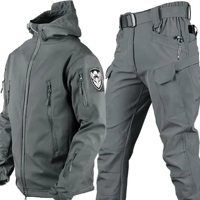 Soft Shell Autumn and Winter Plush Thickened Mountaineering Tactics Training Breathable Windproof Charge Suit