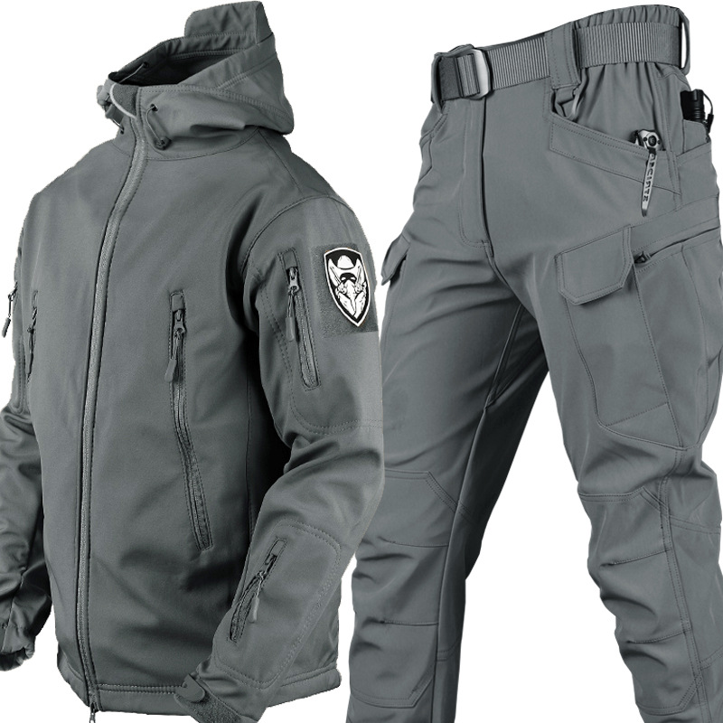 Soft Shell Autumn and Winter Plush Thickened Mountaineering Tactics Training Breathable Windproof Charge Suit