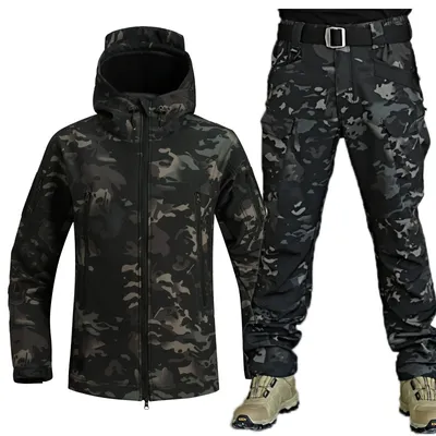 Soft Shell Autumn and Winter Plush Thickened Mountaineering Tactics Training Breathable Windproof Charge Suit