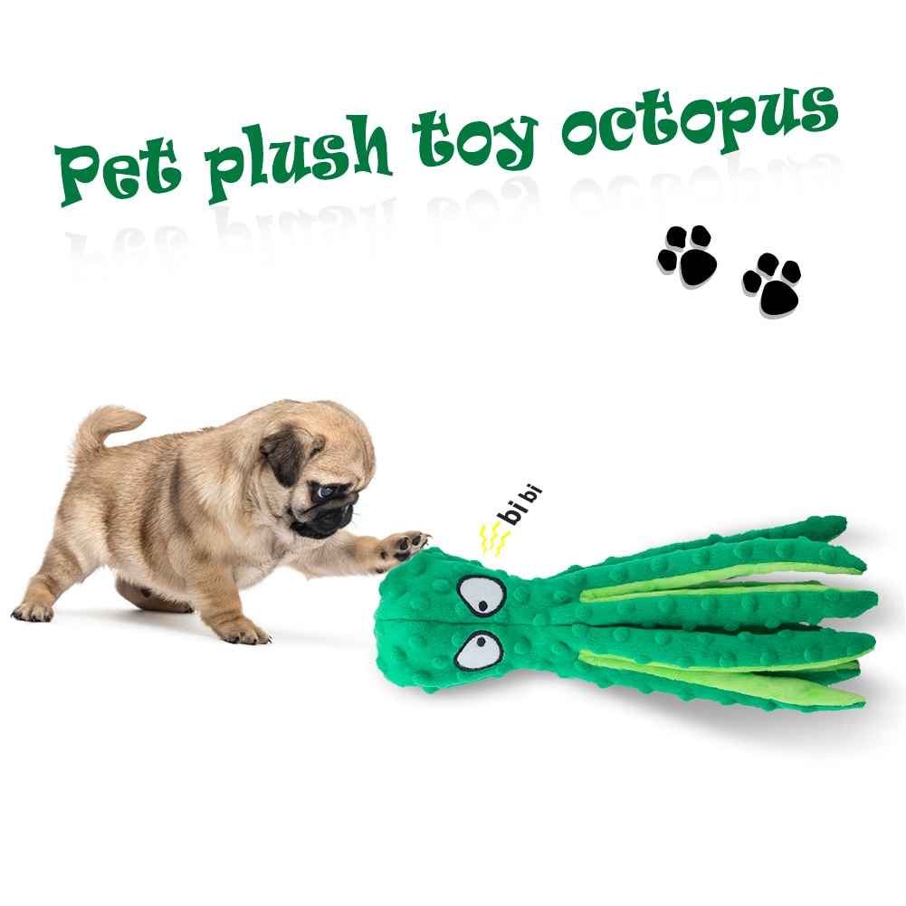 Soft Squeaky Plush Octopus Dog Toy