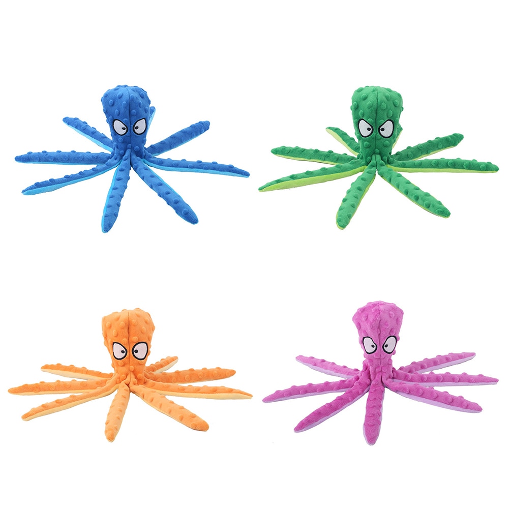 Soft Squeaky Plush Octopus Dog Toy