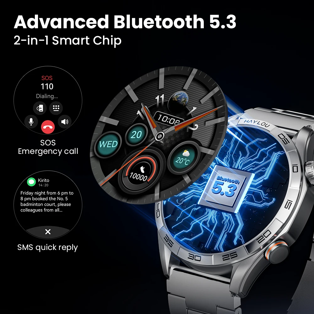 Solar 5 Voice Calling Smartwatch 1.58” AMOLED Display 60Hz Smart Watch 24H Health Monitoring Sports Smartwatch for Men