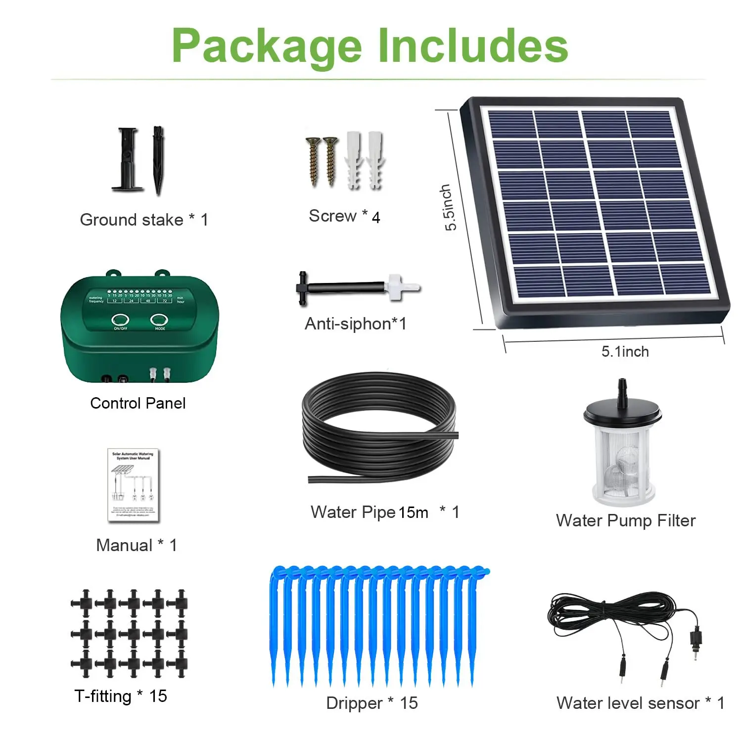 Solar Automatic Drip Irrigation Kit With Built-in 1800MAH Battery, For Potted Plants, DIY Watering Device For Potted