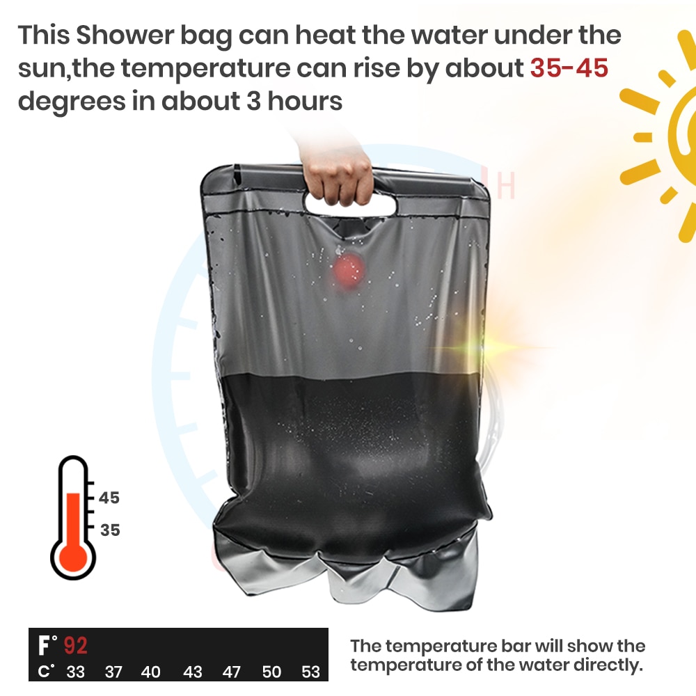 Solar Camping Shower Bag 20L Pouch Solar Camping Shower Bag 20L Pouch
