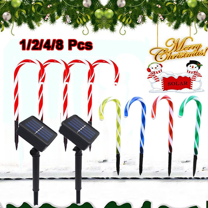 Solar Candy Cane Lights (1/2/4/8Pcs.) Solar Candy Cane Lights (1/2/4/8Pcs.)