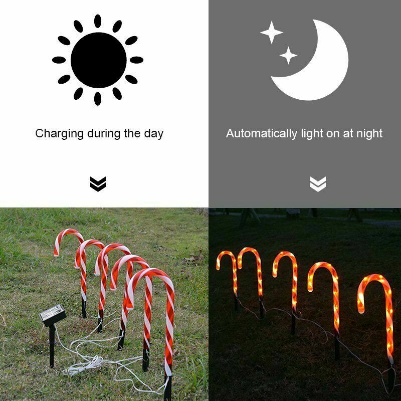Solar Candy Cane Lights (1/2/4/8Pcs.) Solar Candy Cane Lights (1/2/4/8Pcs.)