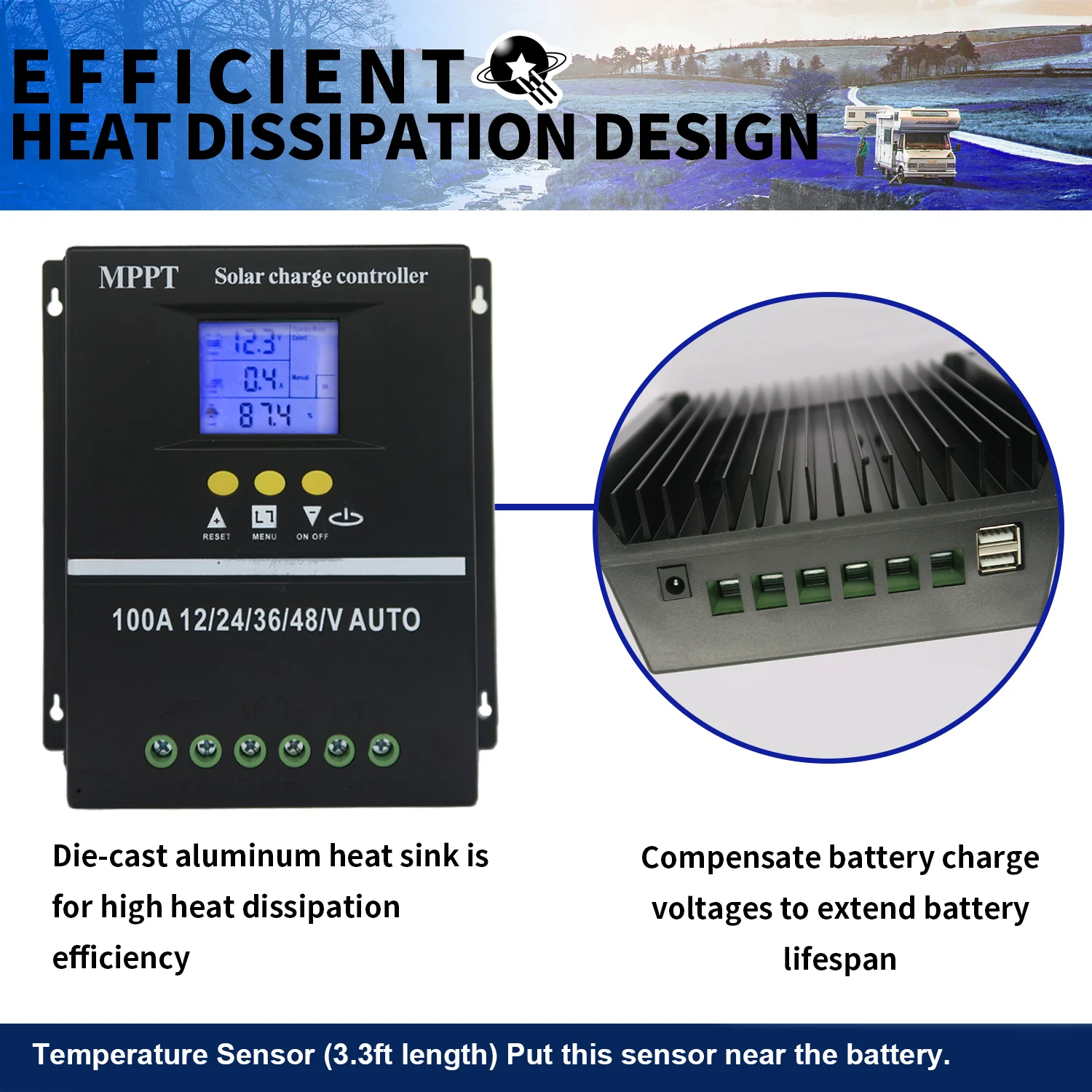 Solar Charge Controller Solar Panel Lead Acid/Lithium Battery Regulator Dual USB Solar Charge Controller Solar Panel Lead Acid/Lithium Battery Regulator Dual USB